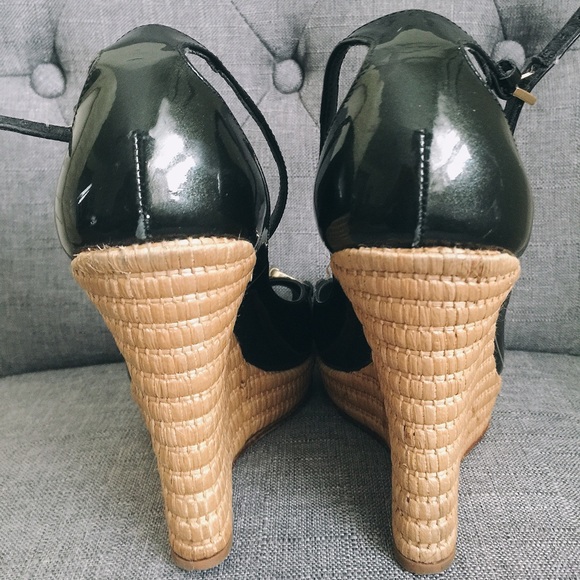 GUCCI BLACK ANKLE STRAP WEDGES - Picture 6 of 6